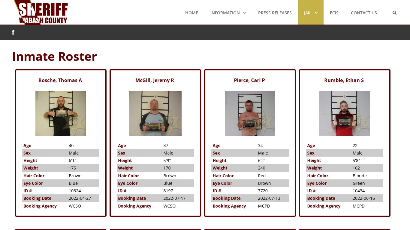 Inmate Roster - Wabash County Sheriff's Office